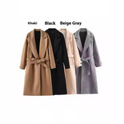 Temperament Fashion Neutral With Waist Woolen Coat - Jo-Bolt-Store