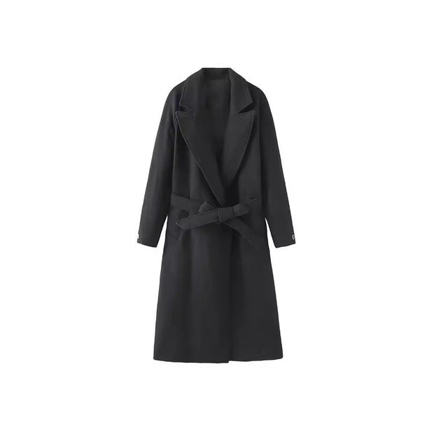 Temperament Fashion Neutral With Waist Woolen Coat - Jo-Bolt-Store