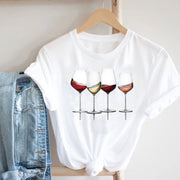 Women Printing Clothing Wine Lady Short Sleeve Casual - Jo-Bolt-Store