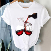 Women Printing Clothing Wine Lady Short Sleeve Casual - Jo-Bolt-Store