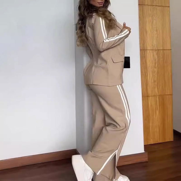 Women's Casual Polo Collar Suit Wide-leg Pants Two-piece Suit - Jo-Bolt-Store