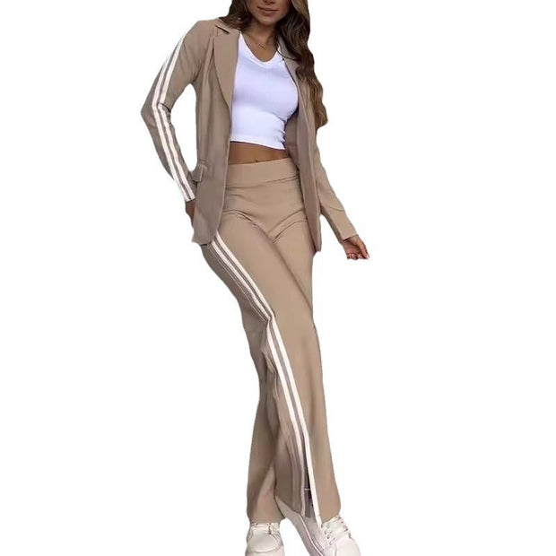 Women's Casual Polo Collar Suit Wide-leg Pants Two-piece Suit - Jo-Bolt-Store