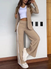 Women's Casual Polo Collar Suit Wide-leg Pants Two-piece Suit - Jo-Bolt-Store