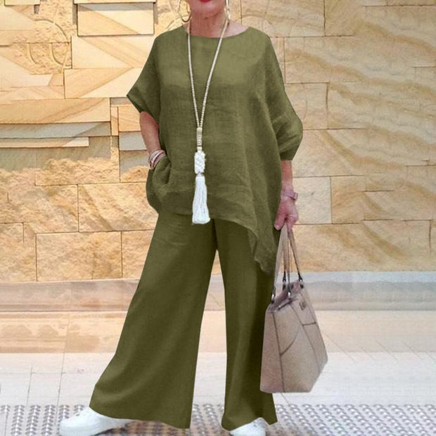 Women's Clothing Cotton And Linen Fashion Casual Plus Size Asymmetric Long-sleeve Suit - Jo-Bolt-Store