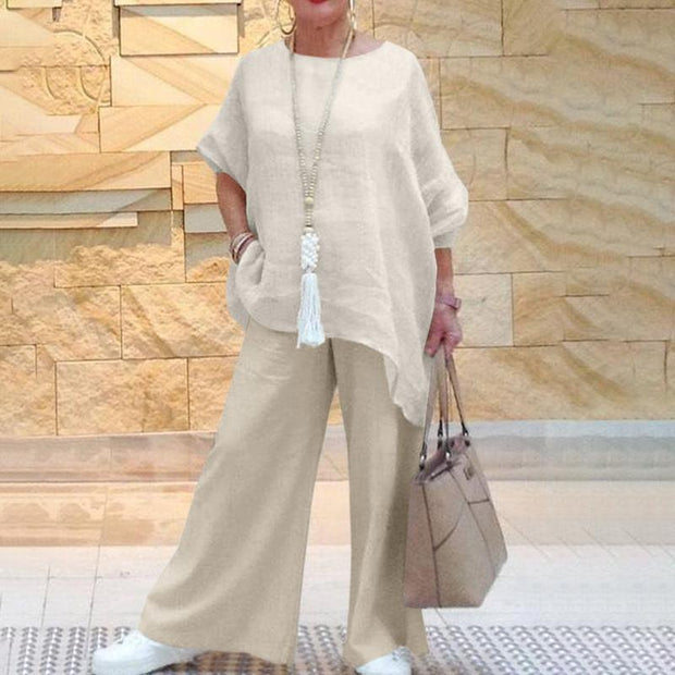 Women's Clothing Cotton And Linen Fashion Casual Plus Size Asymmetric Long-sleeve Suit - Jo-Bolt-Store