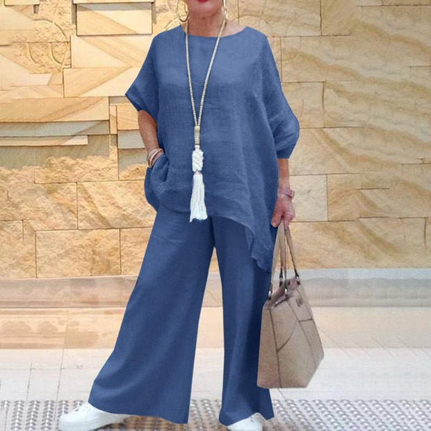 Women's Clothing Cotton And Linen Fashion Casual Plus Size Asymmetric Long-sleeve Suit - Jo-Bolt-Store