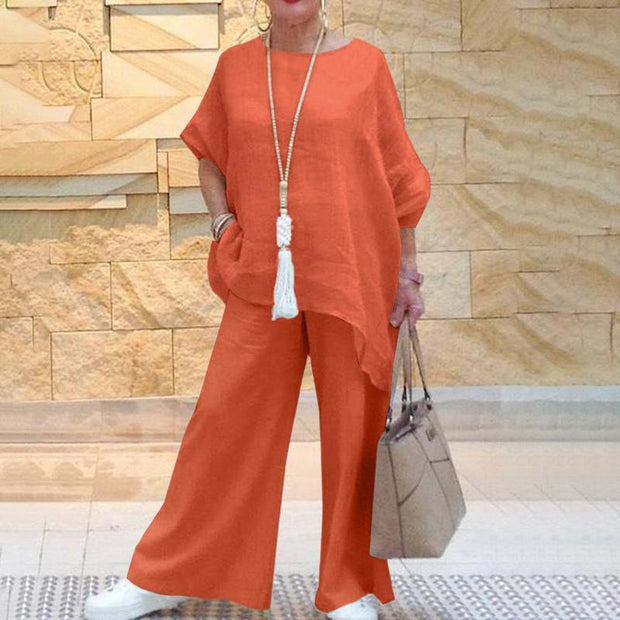 Women's Clothing Cotton And Linen Fashion Casual Plus Size Asymmetric Long-sleeve Suit - Jo-Bolt-Store