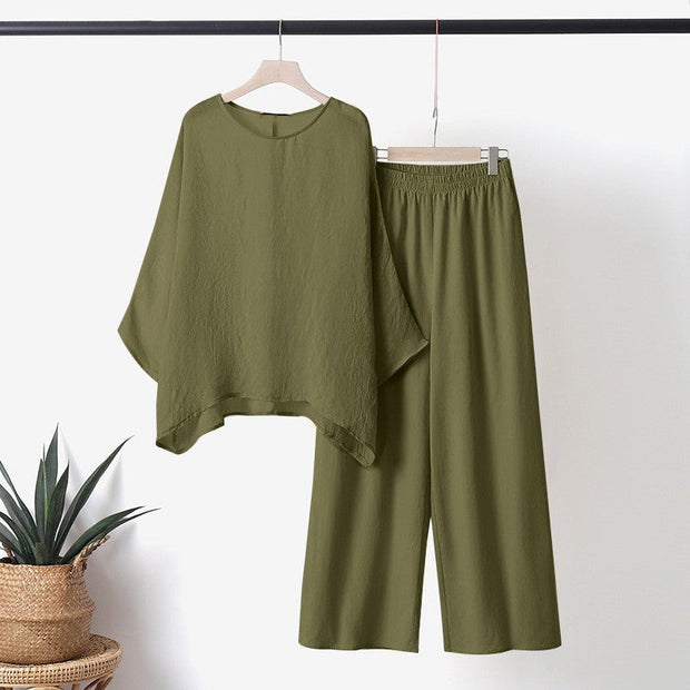 Women's Clothing Cotton And Linen Fashion Casual Plus Size Asymmetric Long-sleeve Suit - Jo-Bolt-Store
