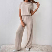 Women's Knitted Loose Wide-leg Pants Two-piece Suit - Jo-Bolt-Store