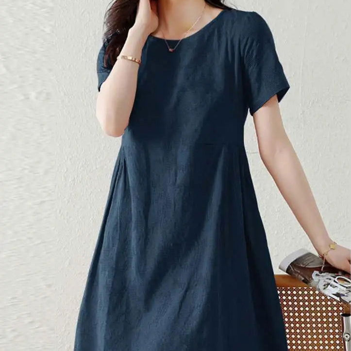 Summer Cotton Mini Dress - Casual Comfortable Style