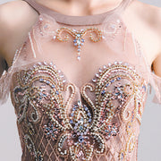 Gilded Bloom: The Beaded Tulle Maxi Gown