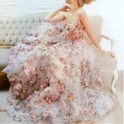 Floral Lace Strapless Gown