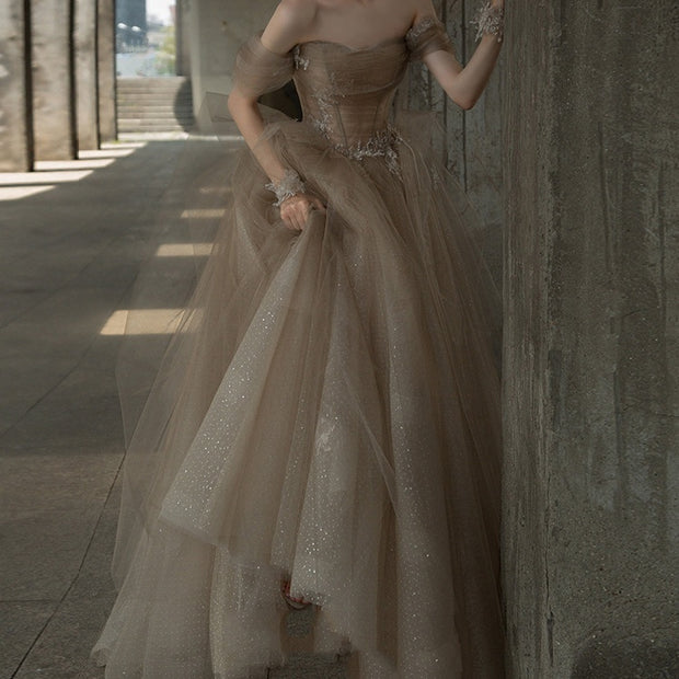 The Off Shoulder Tulle Ballgown