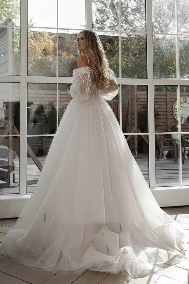 Puff Sleeve Off Shoulder Wedding Dress