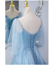 Serene Azure: The Tiered Tulle Maxi Gown