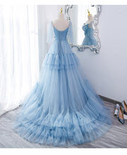 Serene Azure: The Tiered Tulle Maxi Gown