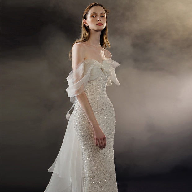 The Embellished Mesh Fishtail Gown