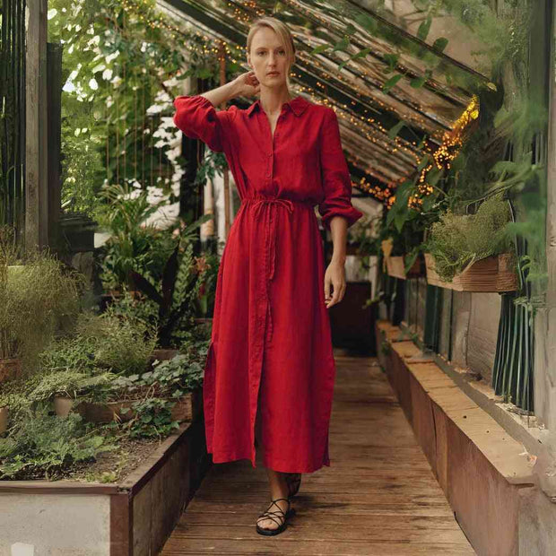 Linen Rhapsody Dress - Lava Falls
