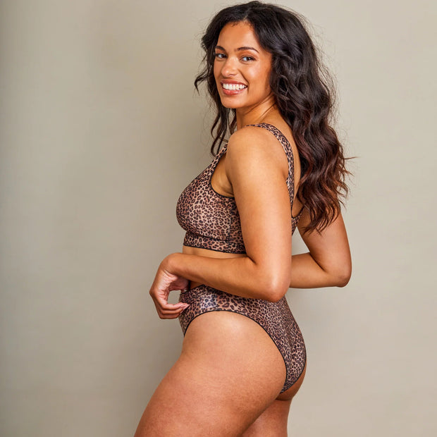 Tan Through Crop Top Bikini Set - Mini Feline